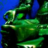 Closeup of Green Tara statue.