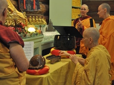 Venerable Chodron offering incense.