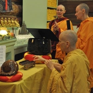 Venerable Chodron offering incense.