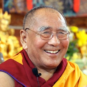 Geshe Sopa smiling very happily.