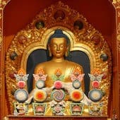 Shrine of a large Tibetan Buddha.
