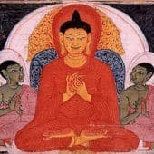 Painting of the Buddha's first discourse.