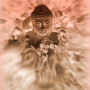 Buddha in bright radiating light.