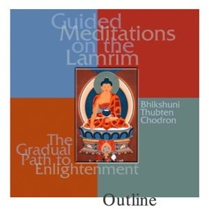 Okładka Guided Meditations w broszurze Lamrim Outline.