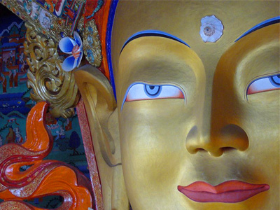 Face of a Buddha statue in Ladakh.