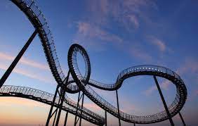 Winding Roller Coaster at dusk