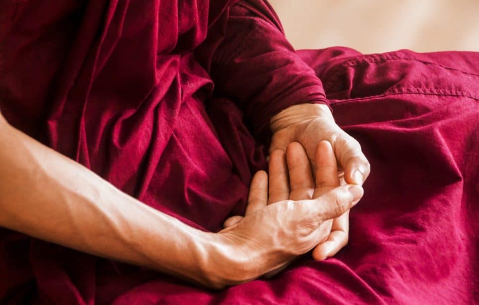 Hands in meditation position