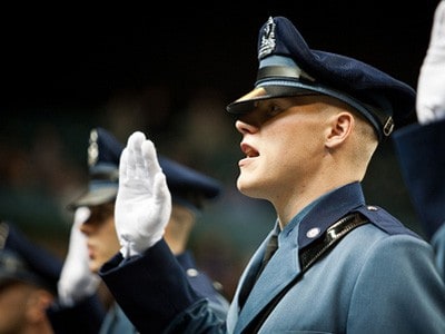 A student at a state police graduation.