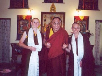 Venerable Chodron with His Holiness the Dalai Lama.