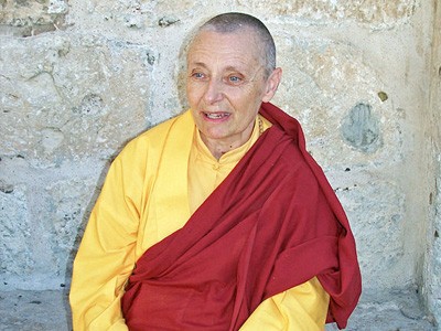 Tenzin Palmo at the Church of the Holy Sepulchre, Jerusalem, September 2006.