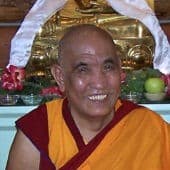 Ganden Tripa Lobsang Tenzin Rinpoche smiles at the camera.