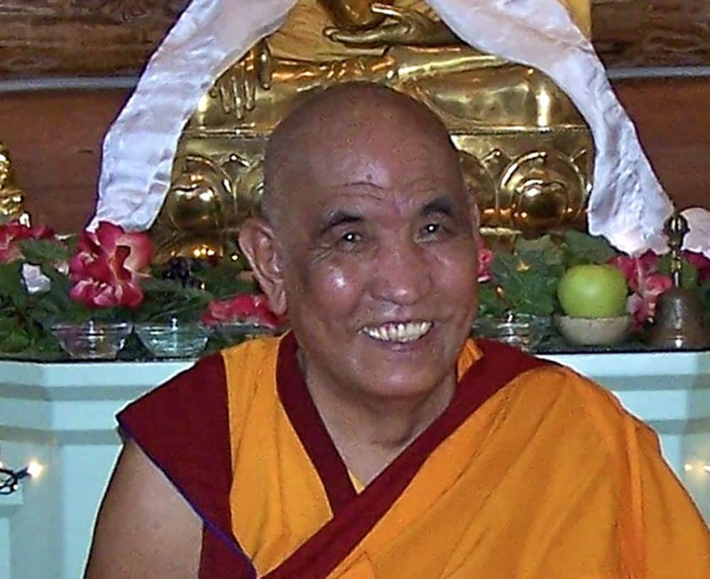 Ganden Tripa Lobsang Tenzin Rinpoche smiles at the camera.
