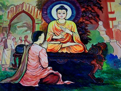 Painting of the ordination of Mahaprajapati.