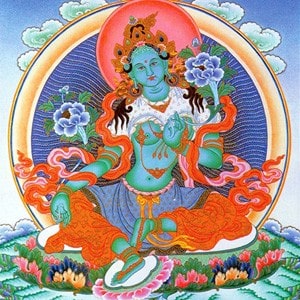 Una imagen Thangka de Tara Verde.