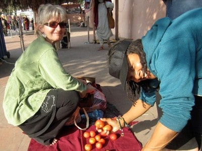 Dharma friends Mary Grace and Cheryl Harrison in India, February, 2013.