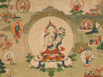 صورة Thangka للأبيض تارا.