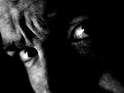 An angry man eyes.