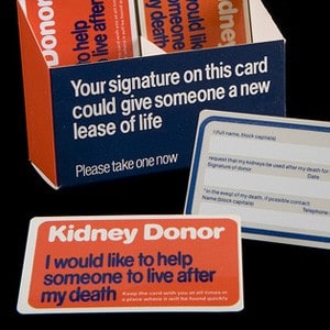 Organ donation card.