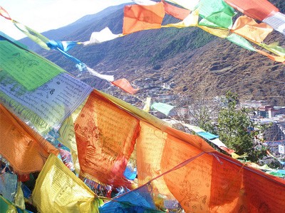 Prayer flags in Tibet.