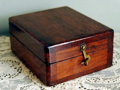 A wooden keepsake box.