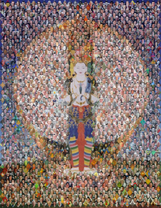 Picture of  Avalokiteshvara, made up of mosaic of people's face