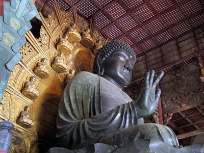 Large sculpture of a Buddha.