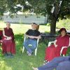 Venerables Chodron and Jampa in a group discussion with retreatants from Young Adults Week, 2013.