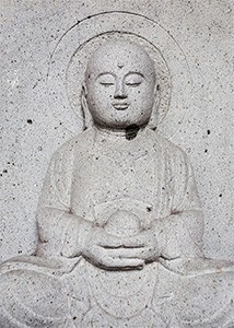 Stone image of a bodhisattva.