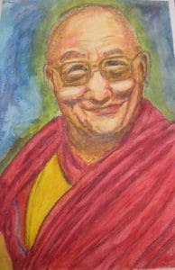 Pełnokolorowy obraz Jego Świątobliwości Dalajlamy.