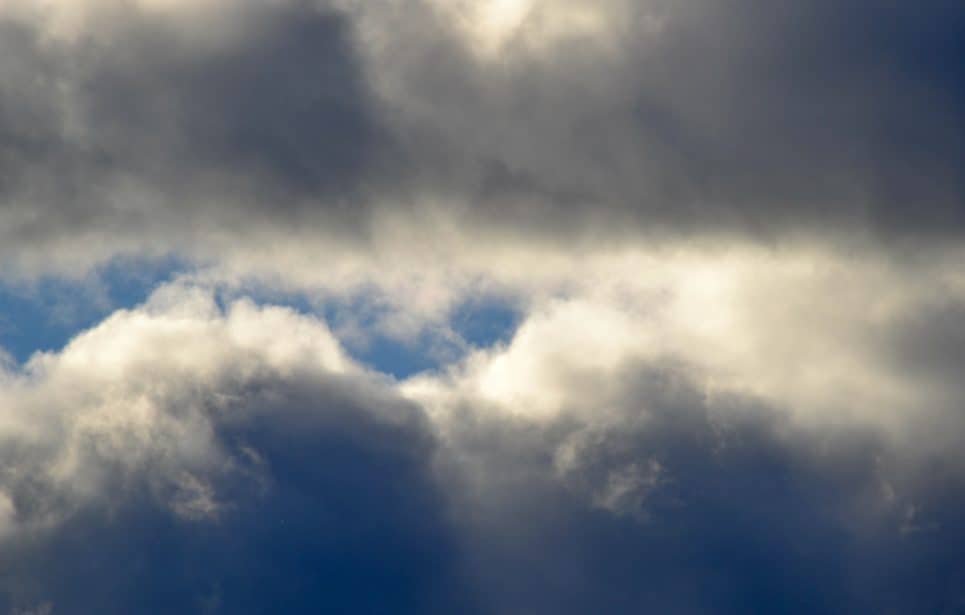 Dark clouds with a little blue sky showing through