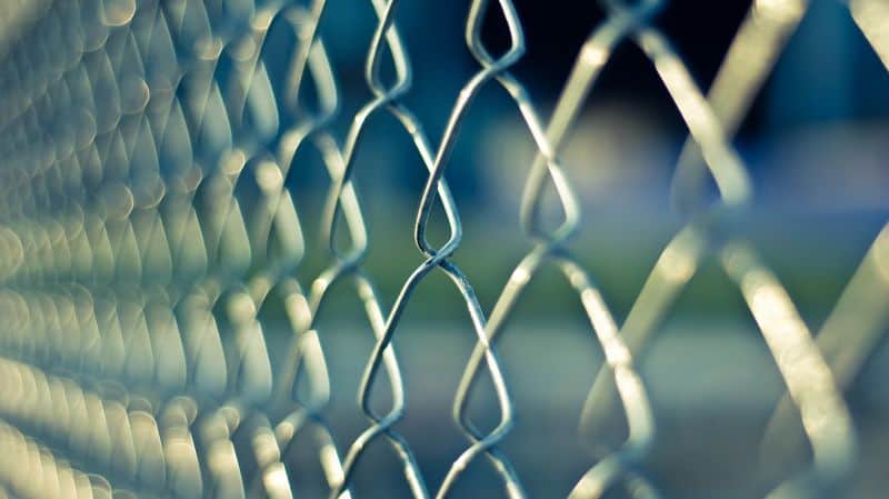 Chain Link Fence with sunshine