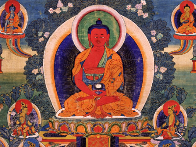 Thangka image of Amitabha Buddha.