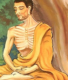 Ilustrace meditující Siddhártha Gautama.