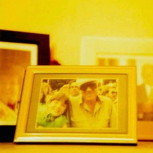 Framed photos of family.