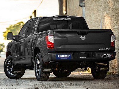 Large truck with Trump bumper sticker.