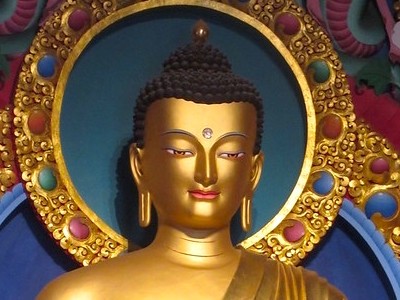 Buddha statue with aura.