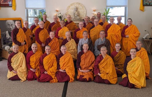 A group photo of participants in the Vinaya course.